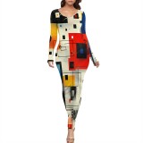 1 Piece Custom Casual Print Long Dresses