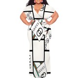 1 Piece Custom Casual Print Plus Size Maxi Dress