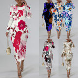 1 Piece Custom Casual Print Mid Dresses