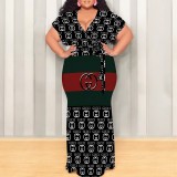 1 Piece Custom Casual Print Plus Size Maxi Dress