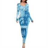 1 Piece Custom Casual Print Long Dresses