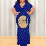 1 Piece Custom Casual Print Plus Size Maxi Dress