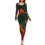 1 Piece Custom Casual Print Long Dresses