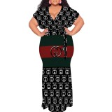 1 Piece Custom Casual Print Plus Size Maxi Dress