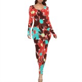 1 Piece Custom Casual Print Long Dresses