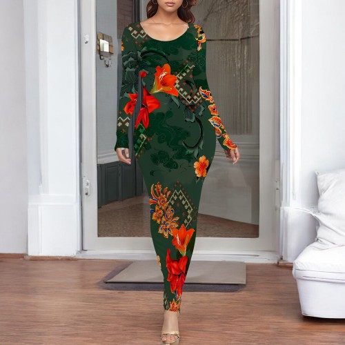 1 Piece Custom Casual Print Long Dresses