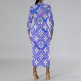 1 Piece Custom Casual Print Long Sleeve Mid Dresses