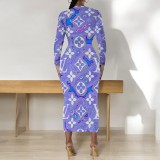 1 Piece Custom Casual Print Long Sleeve Mid Dresses