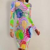 1 Piece Custom Casual Print Midi Dresses