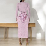 1 Piece Custom Casual Print Long Sleeve Mid Dresses