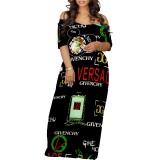 1 Piece Custom Casual Print Short Sleeve Long Dress