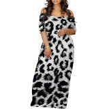 1 Custom Casual Print Off The Shoulder Maxi Dress