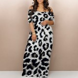 1 Custom Casual Print Off The Shoulder Maxi Dress