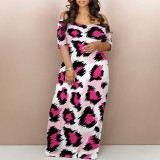1 Custom Casual Print Off The Shoulder Maxi Dress