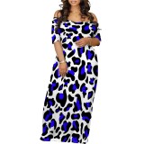 1 Custom Casual Print Off The Shoulder Maxi Dress