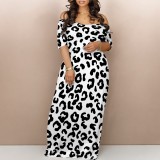 1 Custom Casual Print Off The Shoulder Maxi Dress