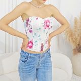 Women Corset Floral Cincher Overbust Bustier Underwear Trainer Shapewear Top