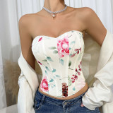 Women Corset Floral Cincher Overbust Bustier Underwear Trainer Shapewear Top