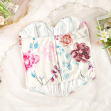 Women Corset Floral Cincher Overbust Bustier Underwear Trainer Shapewear Top