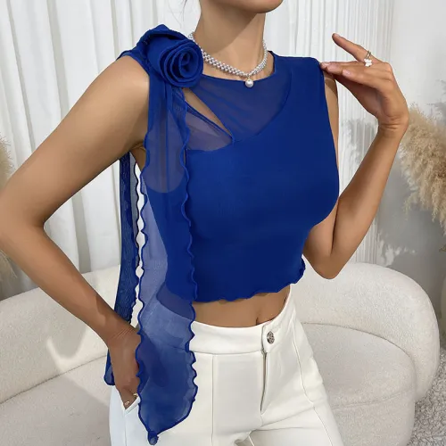 Women Floral Bandage Hollow Sexy Sleeveless Vest Top