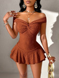 Ins Off Shoulder Club Sexy Pleated Dress