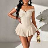 Ins Off Shoulder Club Sexy Pleated Dress