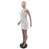 Embossed Embroidered Sleeveless Mini Dress