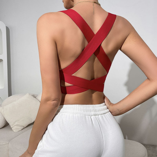 Women's Ribbed Knit Basic Scoop Neck Sleeveless Crop Tank top