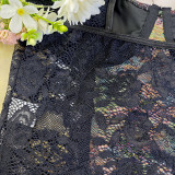 Casual Steel Ring Retro Lace Long Sleeve Sexy Floral Cropped Top