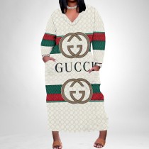 1 Custom Casual Printed V Neck Plus Size Maxi Dresses