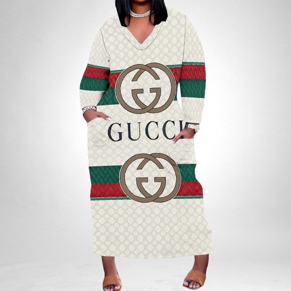 1 Custom Casual Printed V Neck Plus Size Maxi Dresses