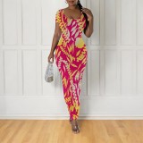 1 Custom Casual Printed Short Sleeve U Neck Long Dresses