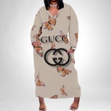 1 Custom Casual Printed V Neck Plus Size Maxi Dresses