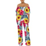 1 Custom Casual Printed Off Shoulder One Piece Jumpsuits