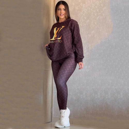 Casual Printed Home Sweatshirt Long Sleeve Pants Set