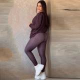 Casual Printed Home Sweatshirt Long Sleeve Pants Set