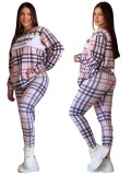 Casual Printed Home Sweatshirt Long Sleeve Pants Set