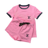 Casual Jacquard Elegant Women's Short Sleeve Sportswear Set