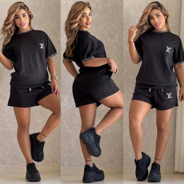 Casual Jacquard Elegant Women's Short Sleeve Sportswear Set