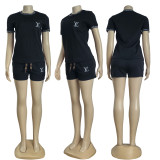 Casual Jacquard Elegant Women's Short Sleeve Sportswear Set