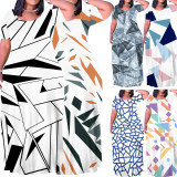 1 Custom Casual Digital Printing Short Sleeve Plus Size Maxi Dress