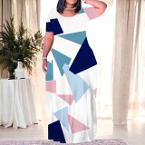 1 Custom Casual Digital Printing Short Sleeve Plus Size Maxi Dress
