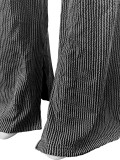 Twisted Stripe Sweatshirt Stitching Hooded Flared Pants Two-piece Set