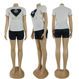 Summer Embroidered Short Sleeve Shorts Set
