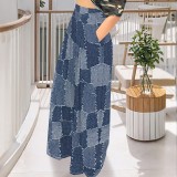 1 Custom Casual Digital Printing High Waist Wide Leg Pants With Pockets