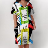 Copy 1 Custom Casual Digital Printing V Neck Plus Size Midi Dresses