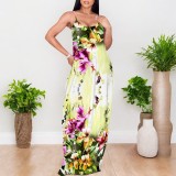 1 Custom Casual Digital Printing V Neck Straps Long Dresses