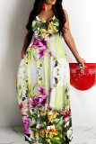 1 Custom Casual Digital Printing V Neck Straps Long Dresses