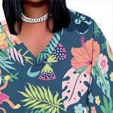 1 Custom Casual Digital Printing V Neck Plus Size Maxi Dresses With Pockets