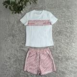 Casual Jacquard Short Sleeve Sports Shorts Set